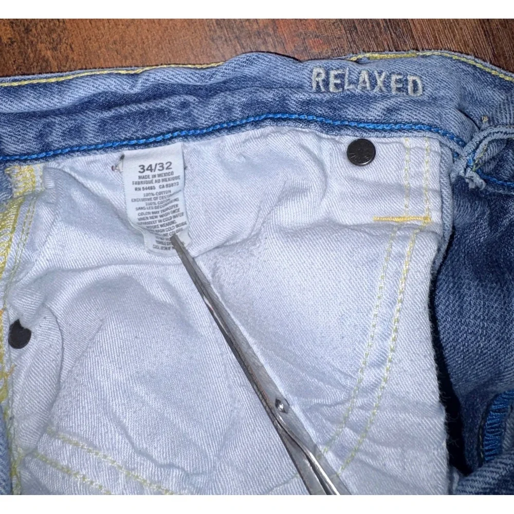 American Eagle Mens Relaxed Fit Light Wash Denim Jeans 34x32 Blue Cotton